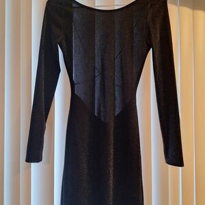 SHEIN Shimmering Black Long Sleeve Dress